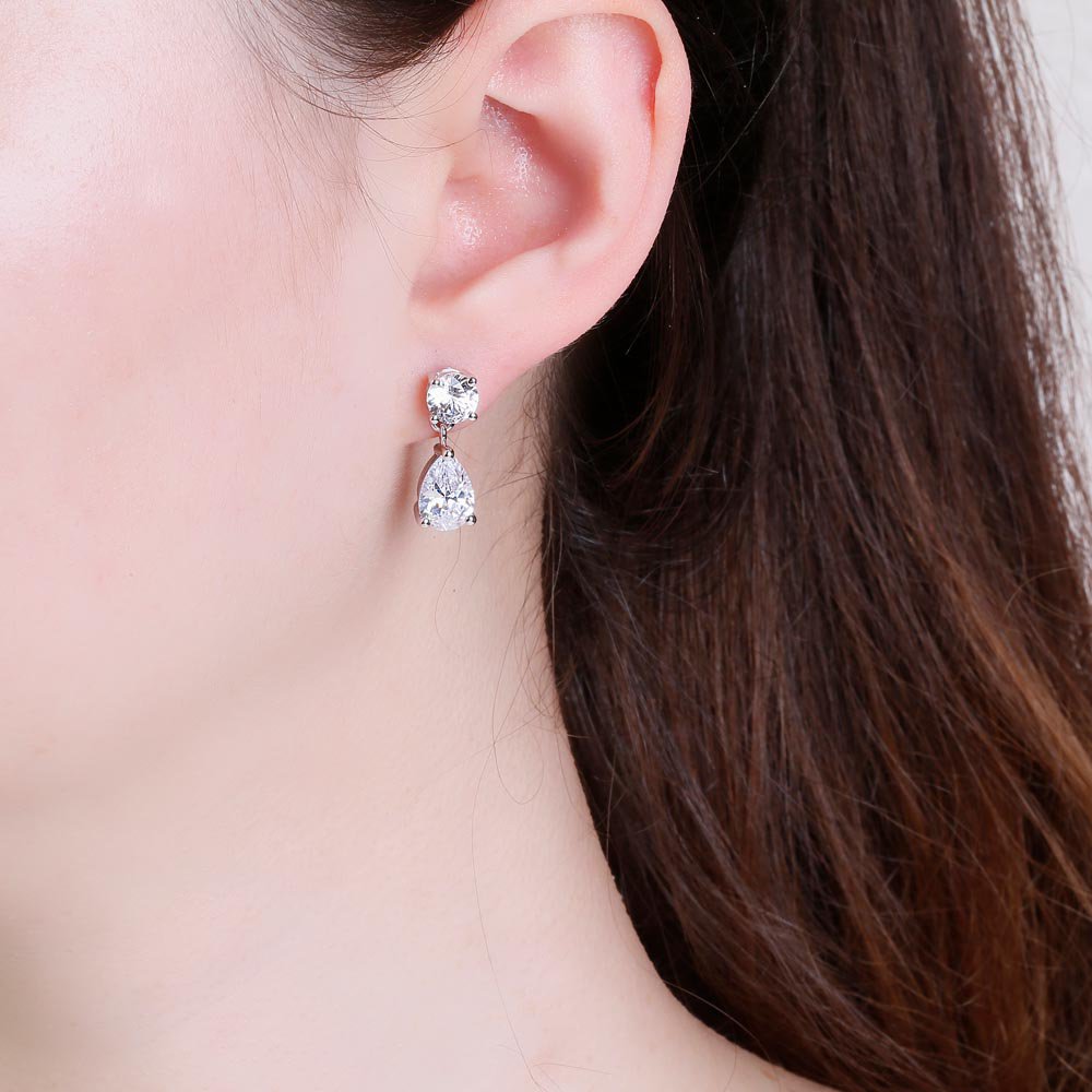 Princess Graduated Pear Drop Diamond CZ 18ct Rose Gold plated Silver Choker Jewellery Set #5