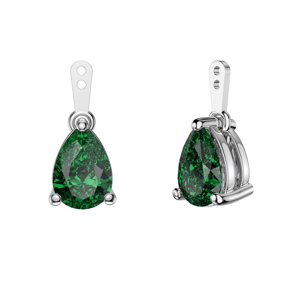 Charisma 4ct Emerald CZ Platinum Plated Silver Pear Earring Drops