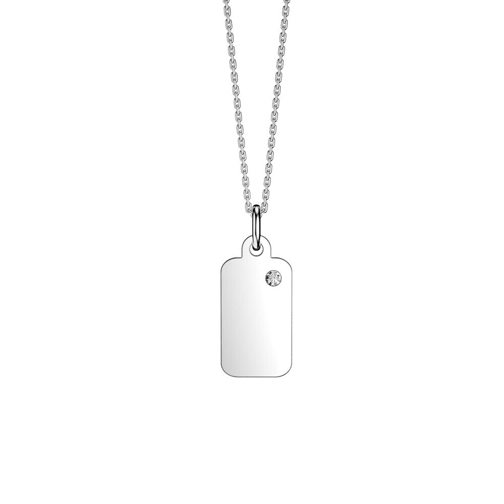 Charisma Moissanite Platinum plated Silver Dog Tag Pendant #2