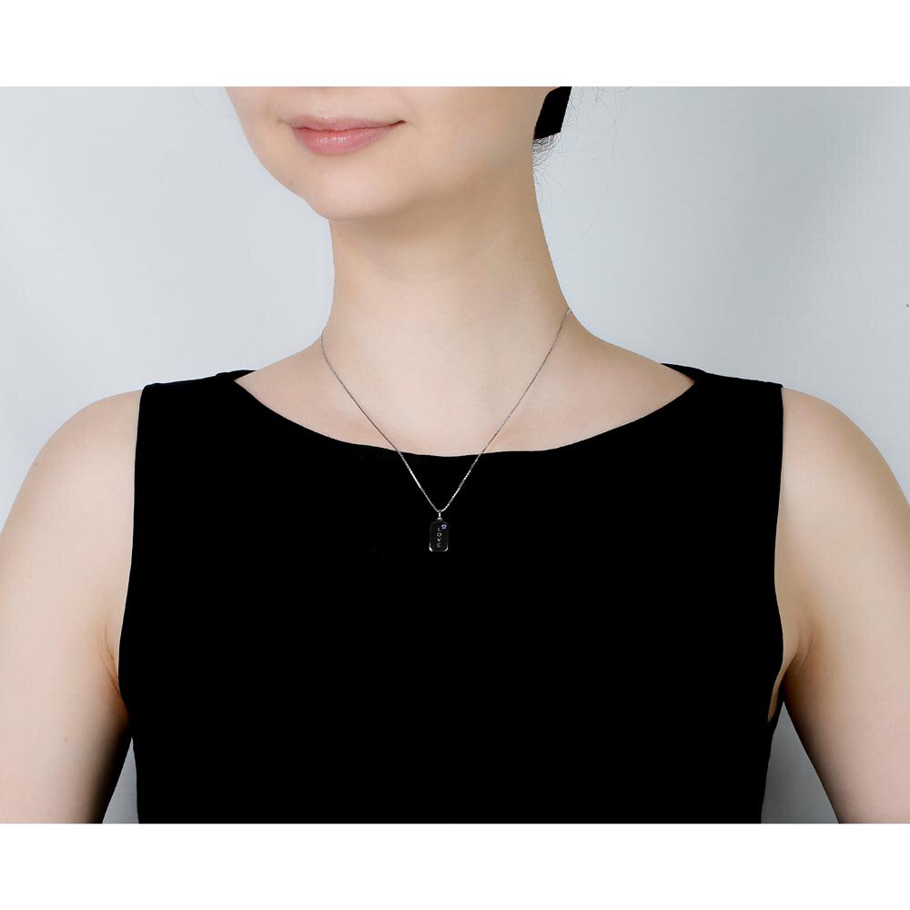 Charisma Emerald Platinum plated Silver Dog Tag Pendant #3