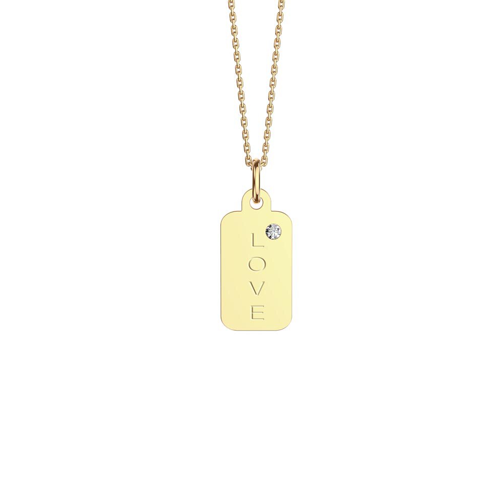 Charisma Moissanite 18ct Gold Vermeil Dog Tag Pendant