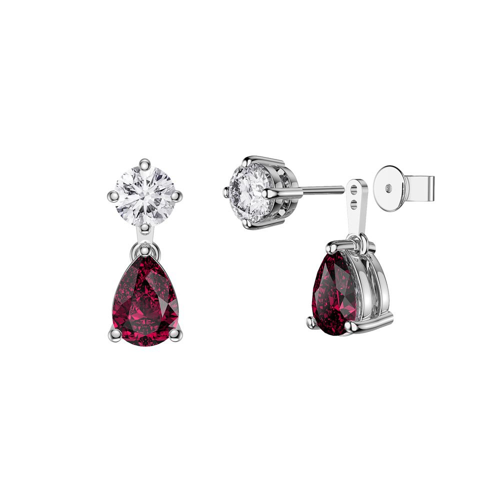 Charisma 6ct Ruby Platinum Plated Silver Pear Earring Set