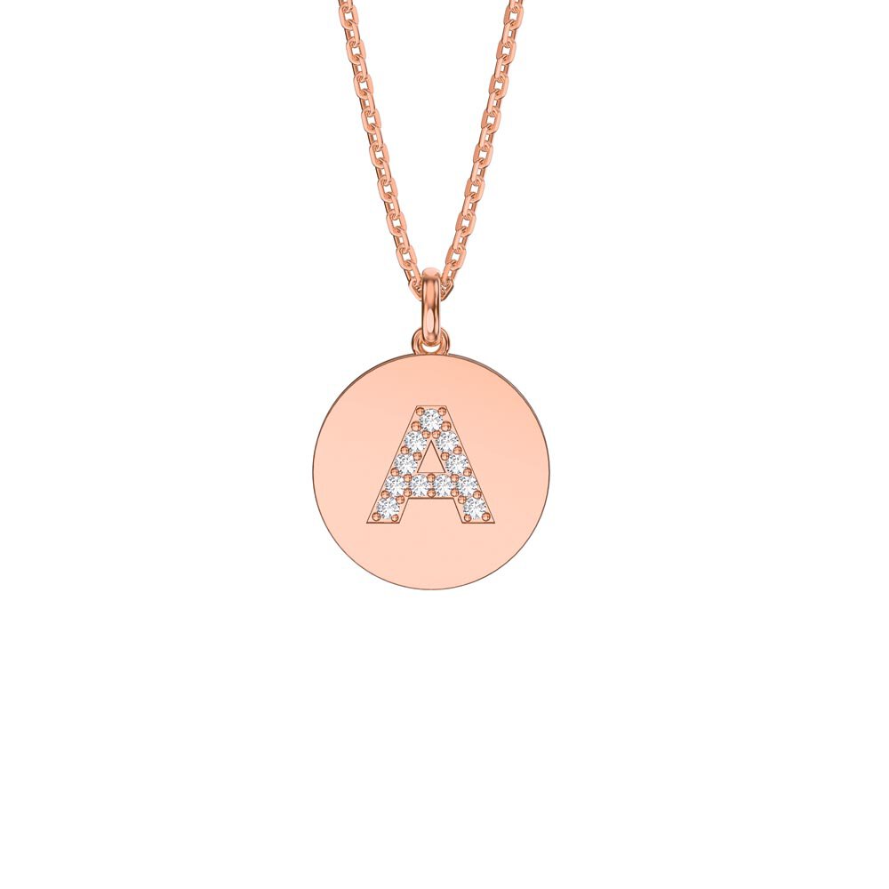 Charisma Moissanite Pave 18ct Rose Gold Vemeil Alphabet Pendant A