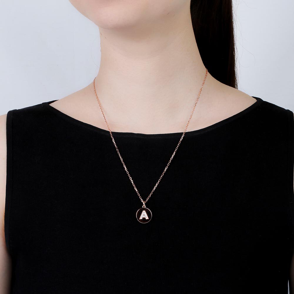 Charisma Moissanite Pave 18ct Rose Gold Vemeil Alphabet Pendant A #2
