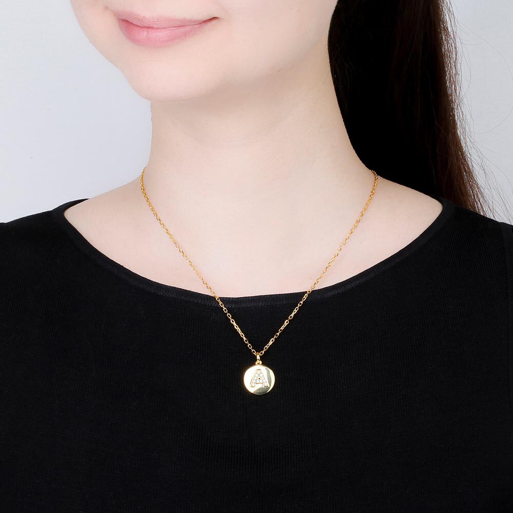 Charisma Moissanite Pave 18ct Gold Vemeil Alphabet Pendant A #2