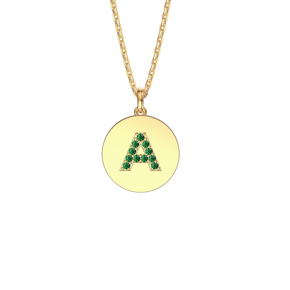Charisma Emerald Pave 18ct Gold Vemeil Alphabet Pendant A