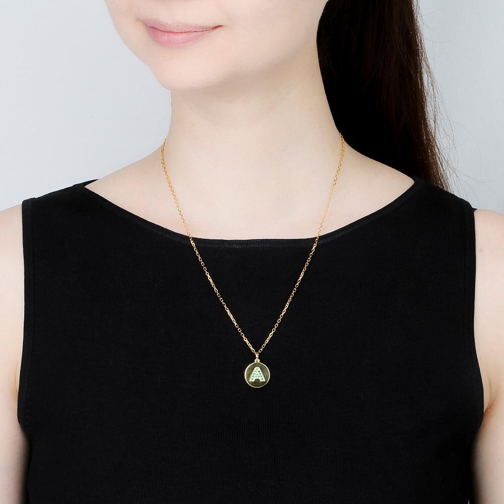 Charisma Emerald Pave 18ct Gold Vemeil Alphabet Pendant A #2
