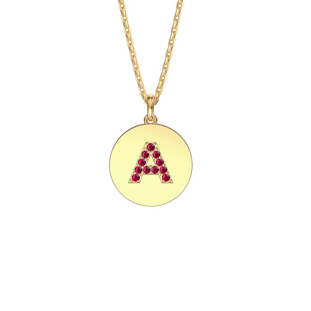 Charisma Ruby Pave 18ct Gold Vemeil Alphabet Pendant A