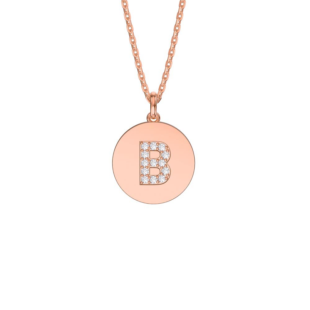 Charisma Moissanite Pave 18ct Rose Gold Vemeil Alphabet Pendant B