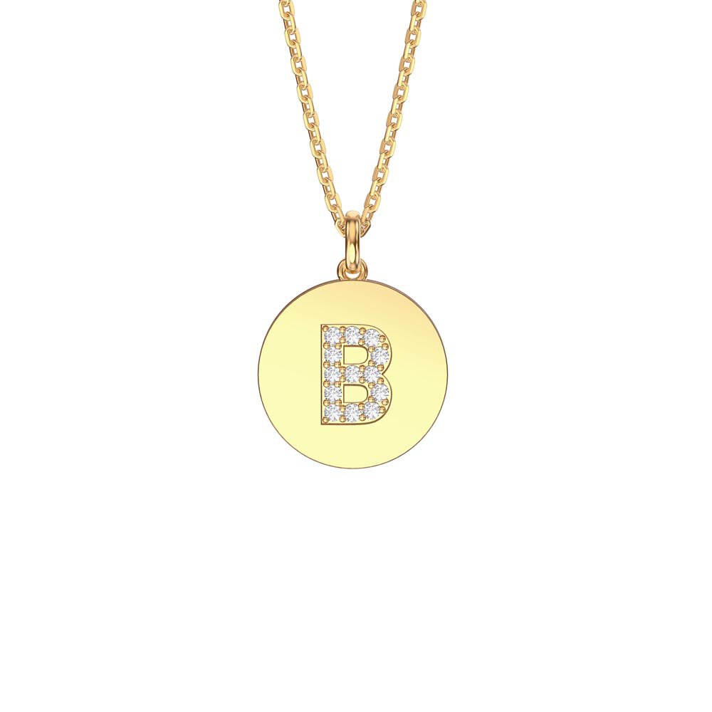 Charisma Moissanite Pave 18ct Gold Vemeil Alphabet Pendant B