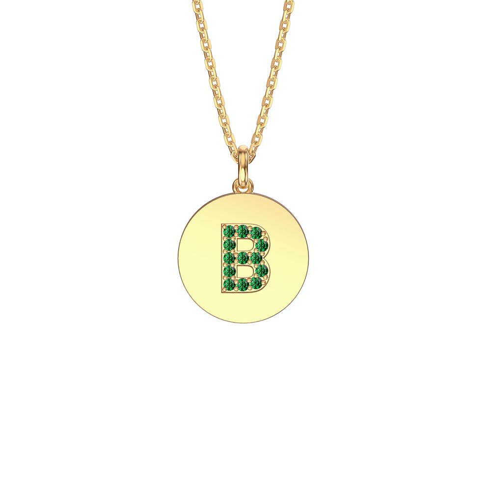 Charisma Emerald Pave 18ct Gold Vemeil Alphabet Pendant B