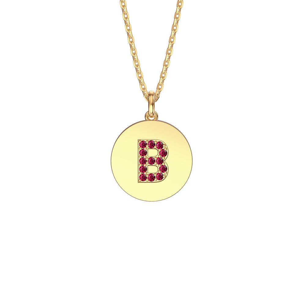 Charisma Ruby Pave 18ct Gold Vemeil Alphabet Pendant B
