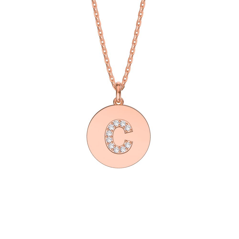 Charisma Moissanite Pave 18ct Rose Gold Vemeil Alphabet Pendant C