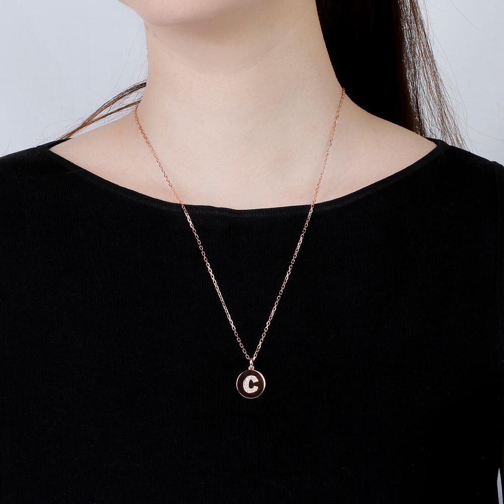 Charisma Moissanite Pave 18ct Rose Gold Vemeil Alphabet Pendant C #2