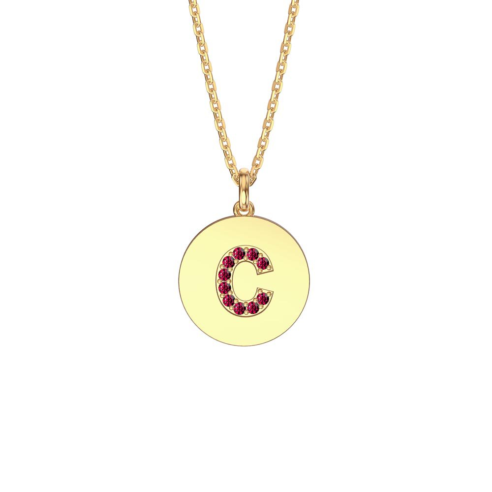 Charisma Ruby Pave 18ct Gold Vemeil Alphabet Pendant C