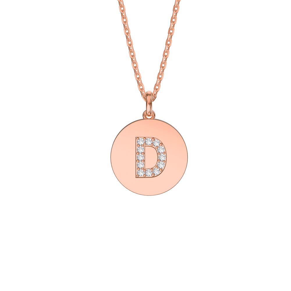 Charisma Moissanite Pave 18ct Rose Gold Vemeil Alphabet Pendant D