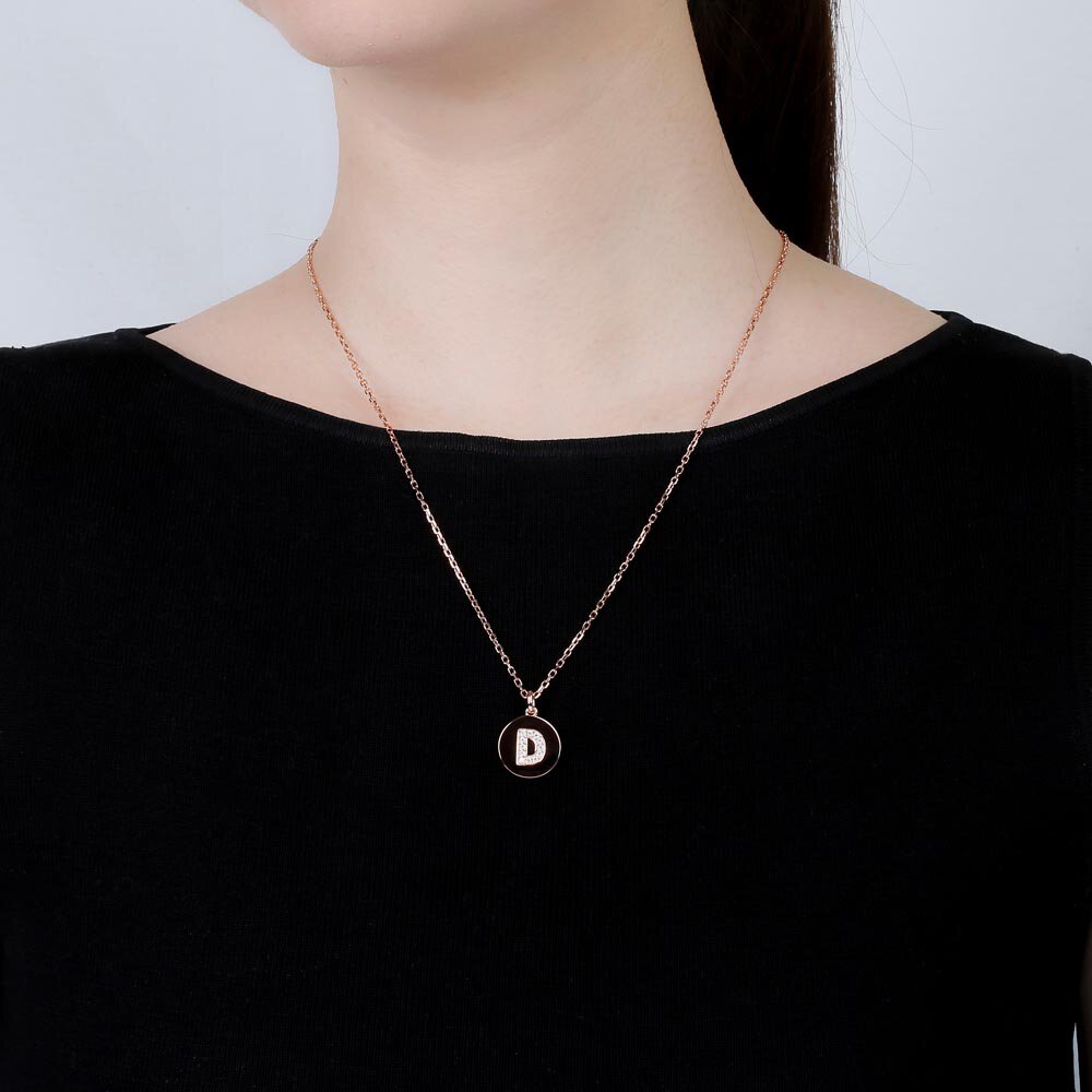 Charisma Moissanite Pave 18ct Rose Gold Vemeil Alphabet Pendant D #2