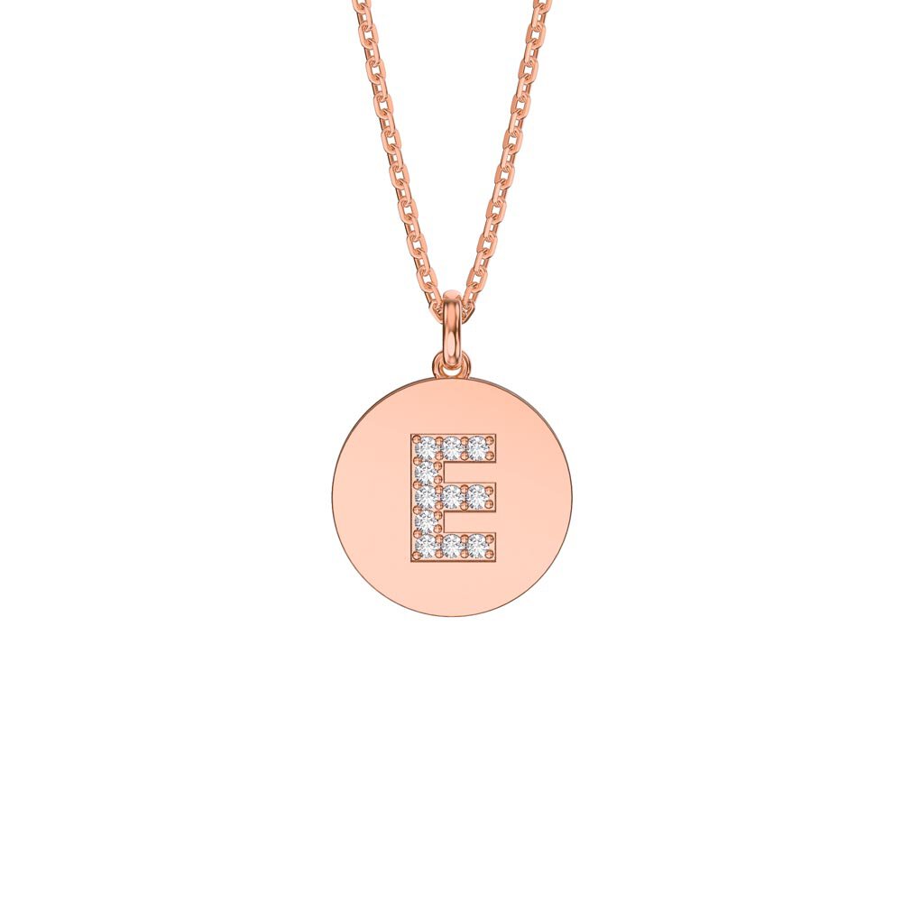 Charisma Moissanite Pave 18ct Rose Gold Vemeil Alphabet Pendant E