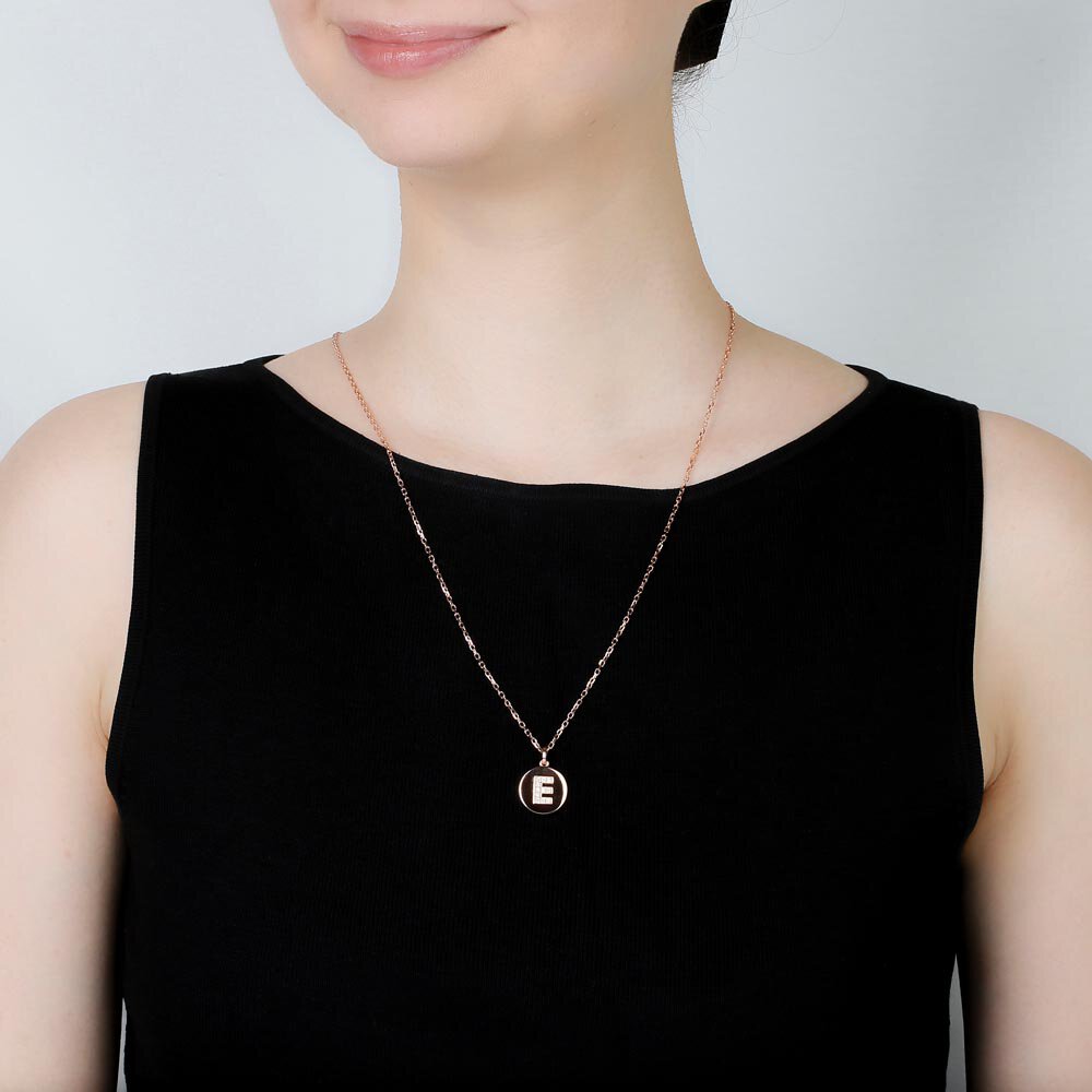 Charisma Moissanite Pave 18ct Rose Gold Vemeil Alphabet Pendant E #2