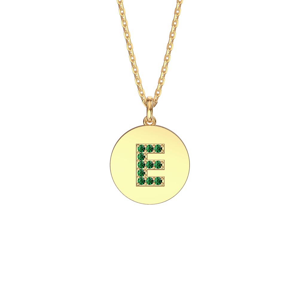 Charisma Emerald Pave 18ct Gold Vemeil Alphabet Pendant E