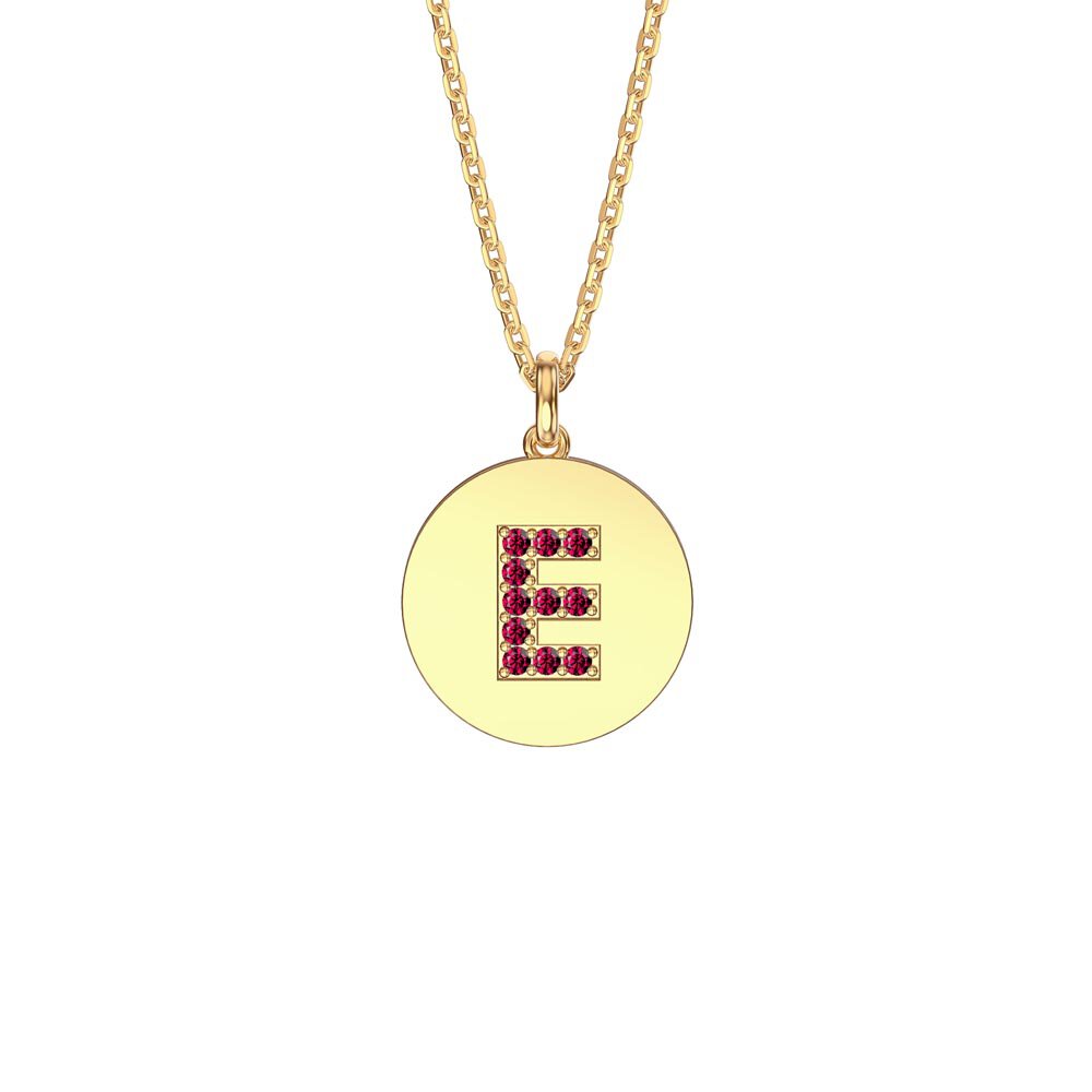 Charisma Ruby Pave 18ct Gold Vemeil Alphabet Pendant E