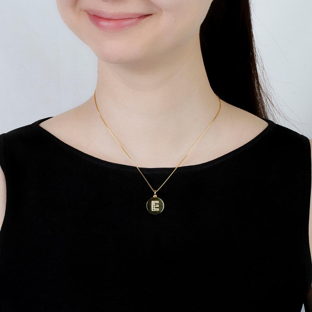 Charisma Sapphire Pave 18ct Gold Vemeil Alphabet Pendant E #2