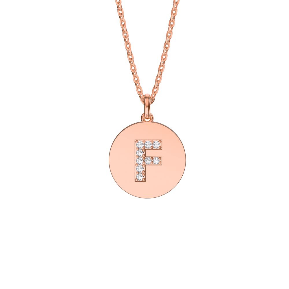 Charisma Moissanite Pave 18ct Rose Gold Vemeil Alphabet Pendant F