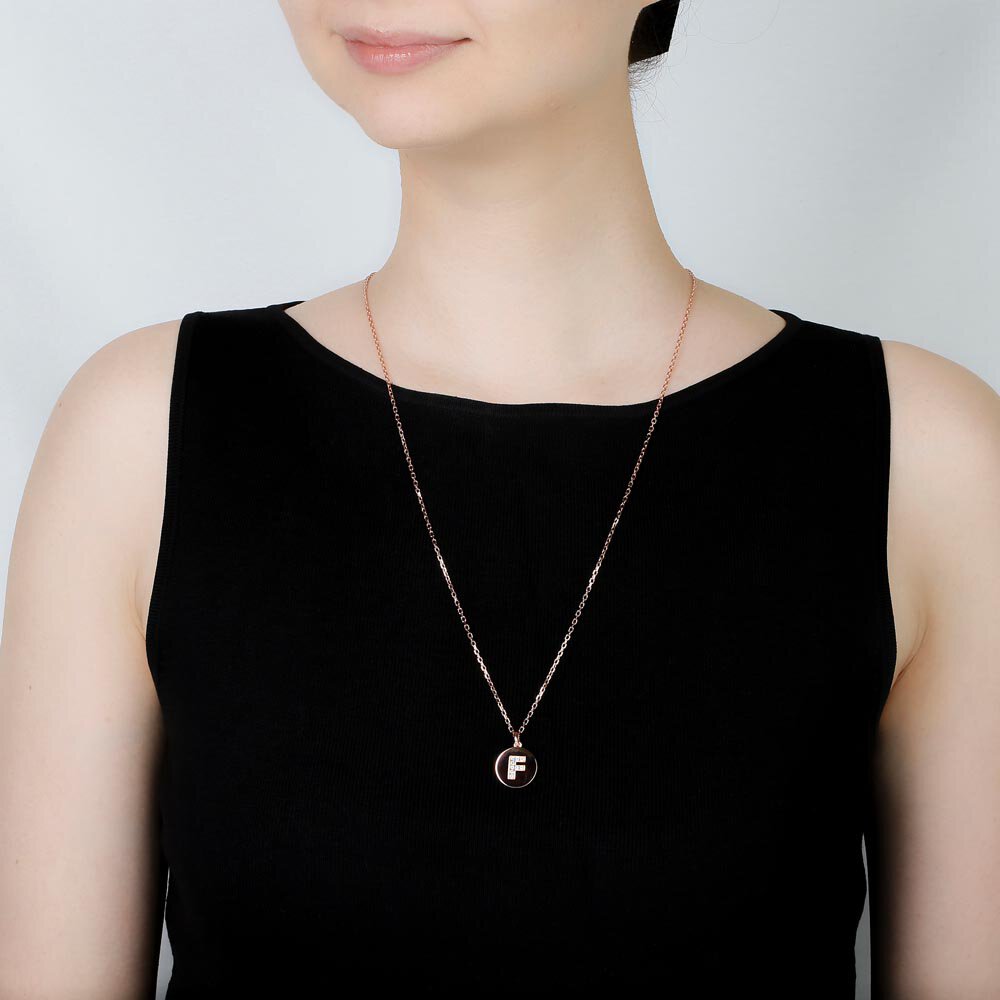 Charisma Moissanite Pave 18ct Rose Gold Vemeil Alphabet Pendant F #2