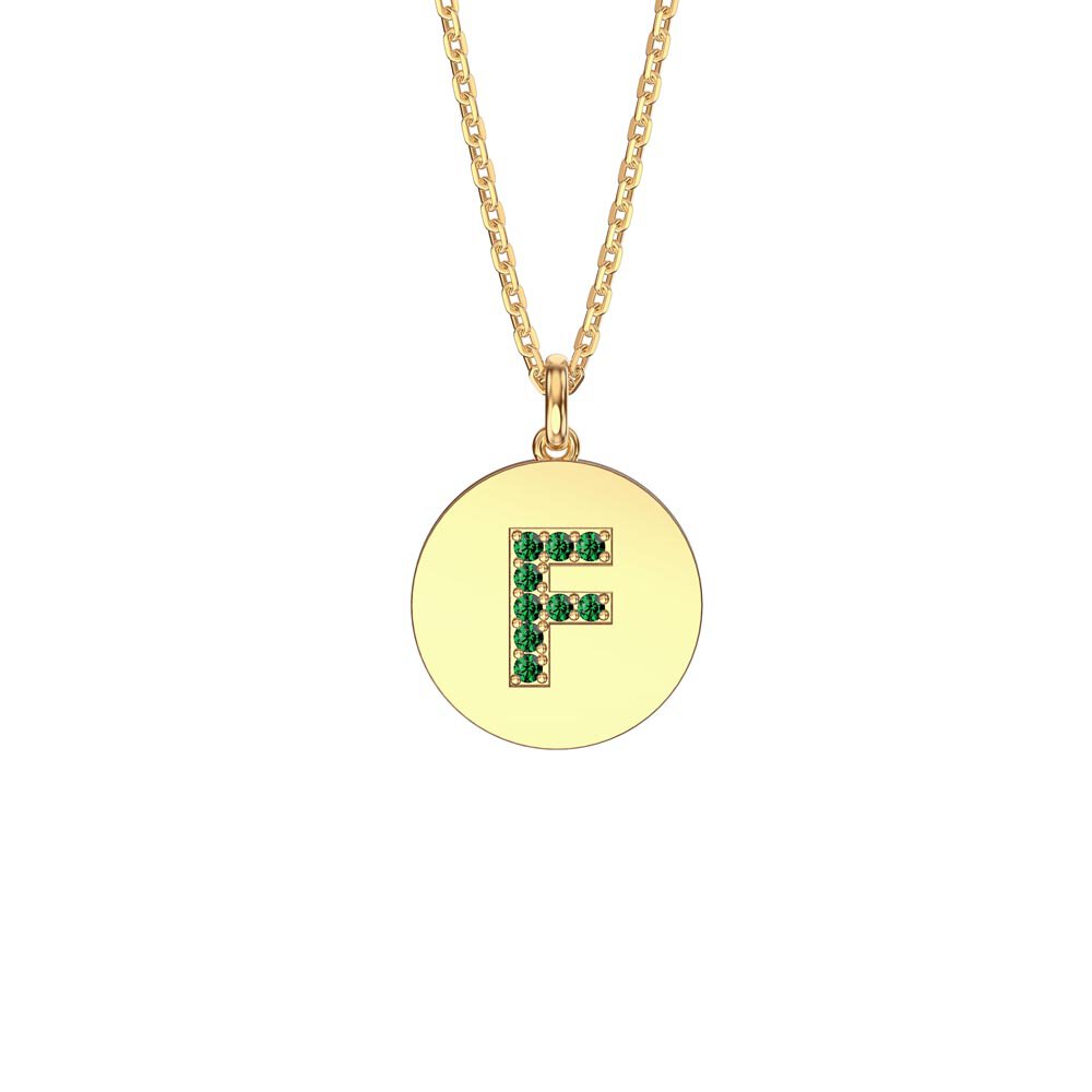 Charisma Emerald Pave 18ct Gold Vemeil Alphabet Pendant F