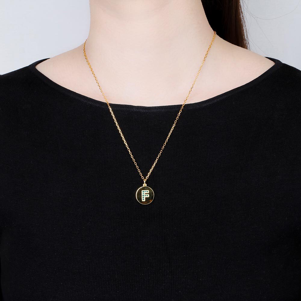 Charisma Emerald Pave 18ct Gold Vemeil Alphabet Pendant F #2