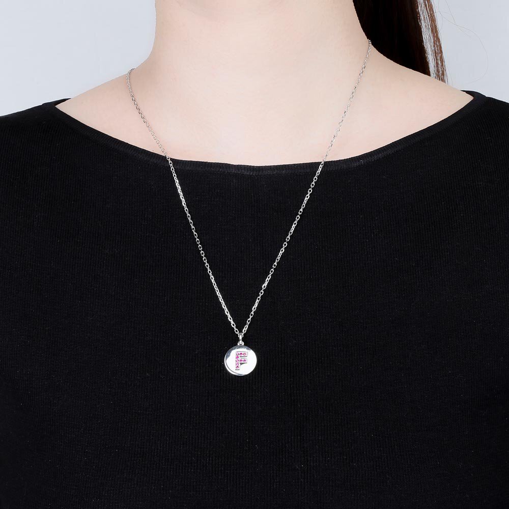 Charisma Ruby Pave Platinum plated Silver Alphabet Pendant F #2