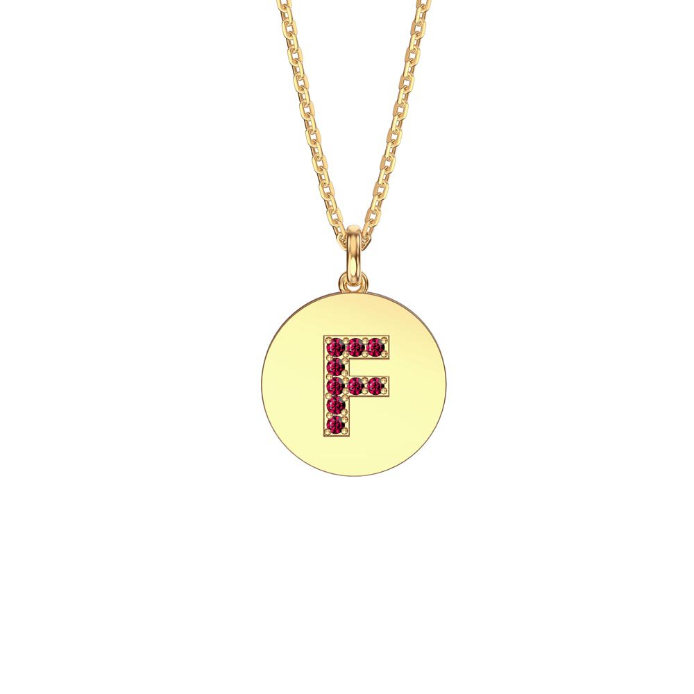 Charisma Ruby Pave 18ct Gold Vemeil Alphabet Pendant F
