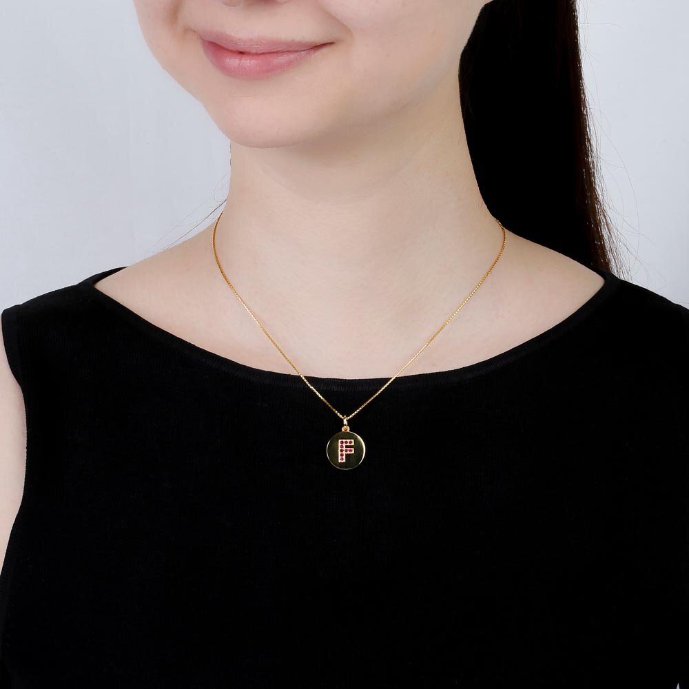 Charisma Ruby Pave 18ct Gold Vemeil Alphabet Pendant F #2