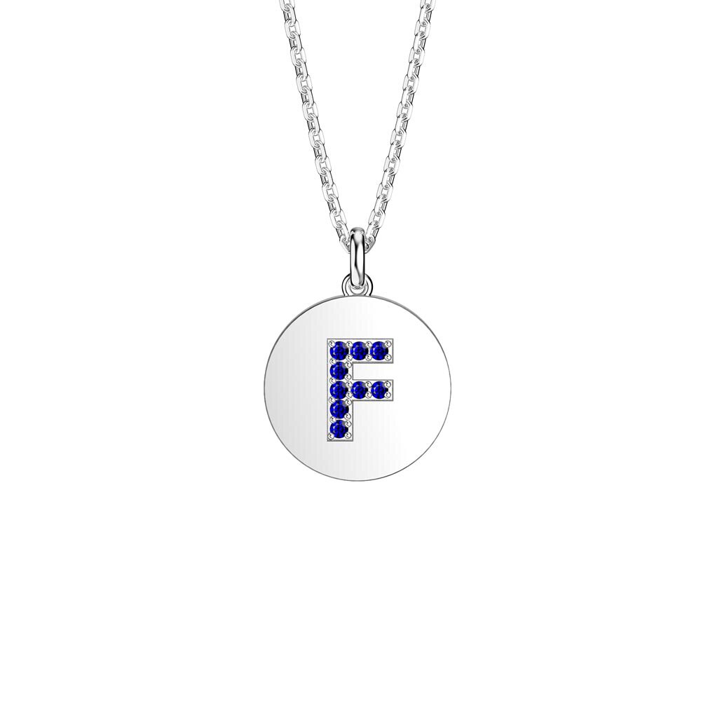 Charisma Sapphire Pave Platinum plated Silver Alphabet Pendant F