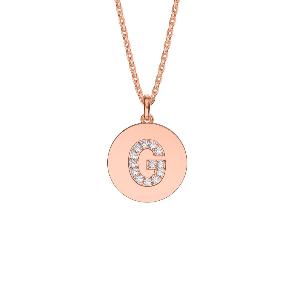 Charisma Moissanite Pave 18ct Rose Gold Vemeil Alphabet Pendant G