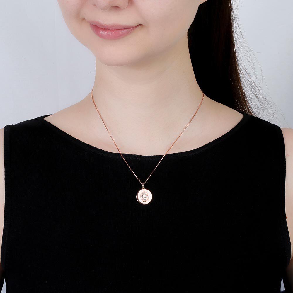 Charisma Moissanite Pave 18ct Rose Gold Vemeil Alphabet Pendant G #2