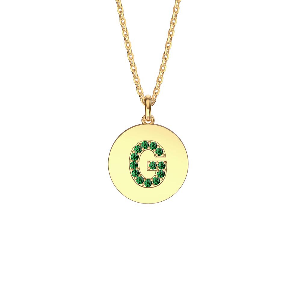 Charisma Emerald Pave 18ct Gold Vemeil Alphabet Pendant G