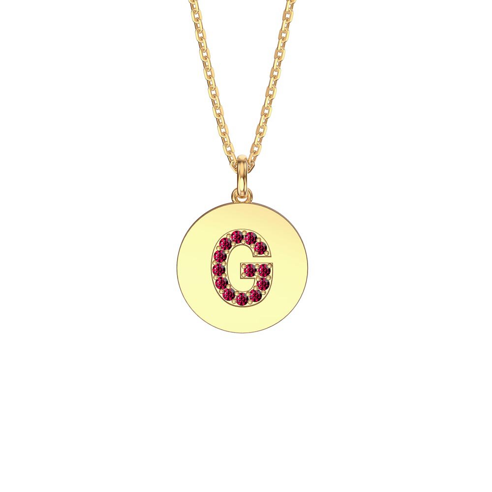 Charisma Ruby Pave 18ct Gold Vemeil Alphabet Pendant G