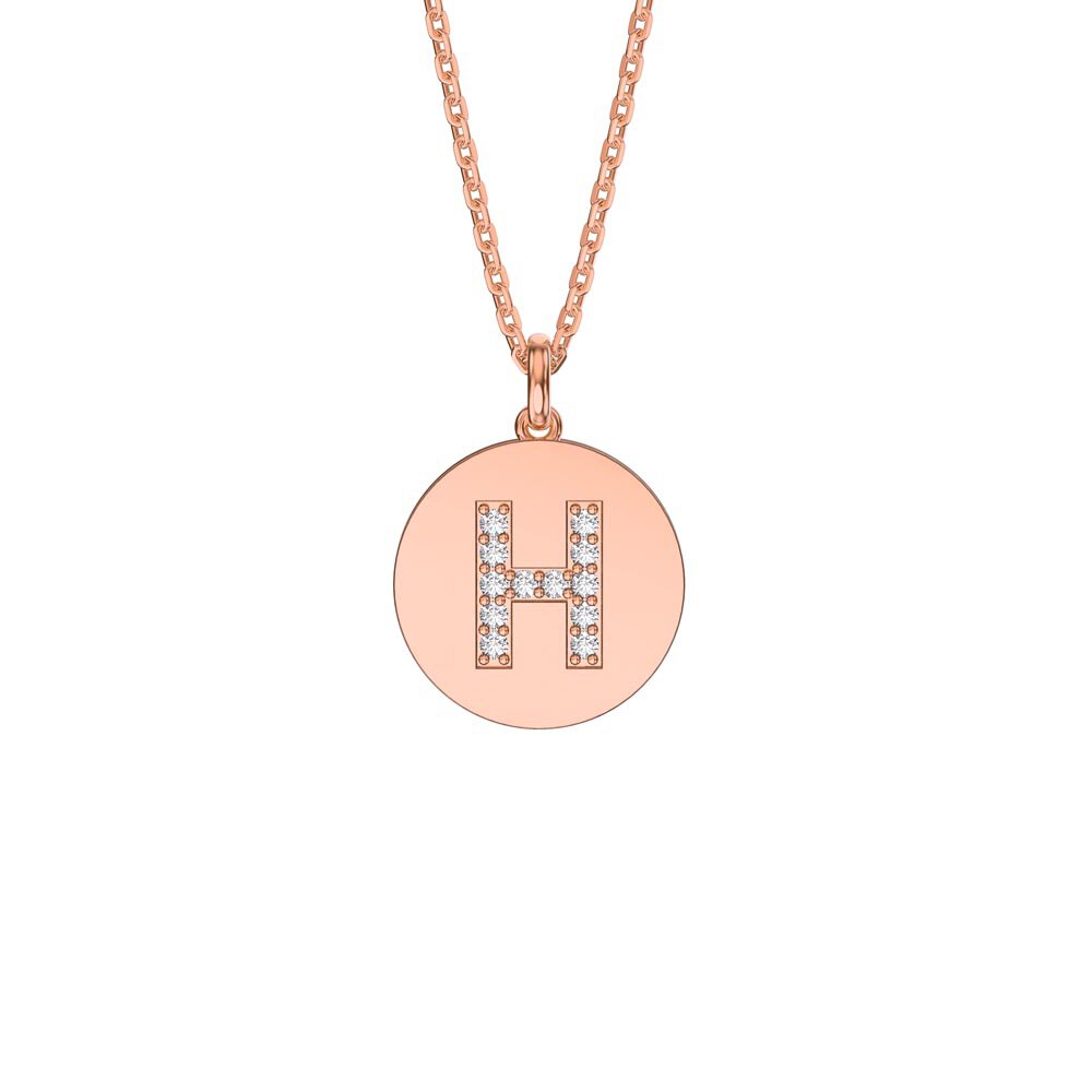 Charisma Moissanite Pave 18ct Rose Gold Vemeil Alphabet Pendant H