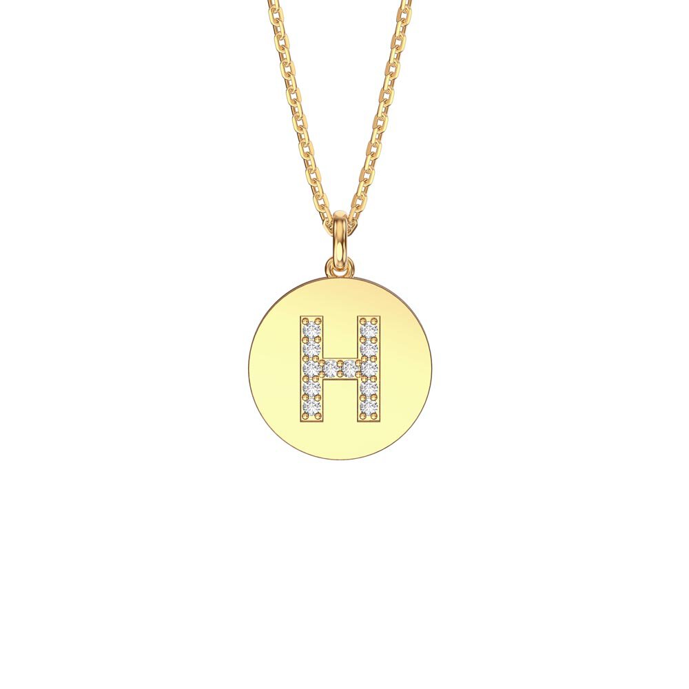 Charisma Moissanite Pave 18ct Gold Vemeil Alphabet Pendant H