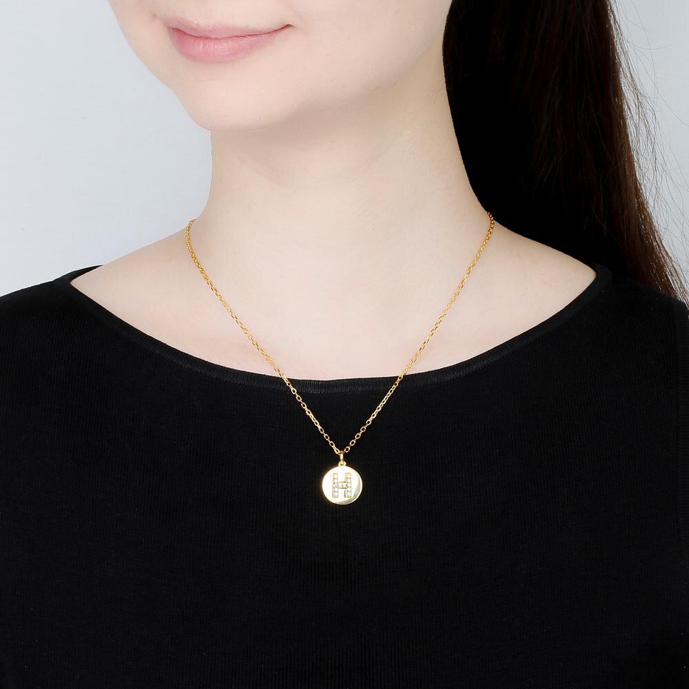 Charisma Moissanite Pave 18ct Gold Vemeil Alphabet Pendant H #2