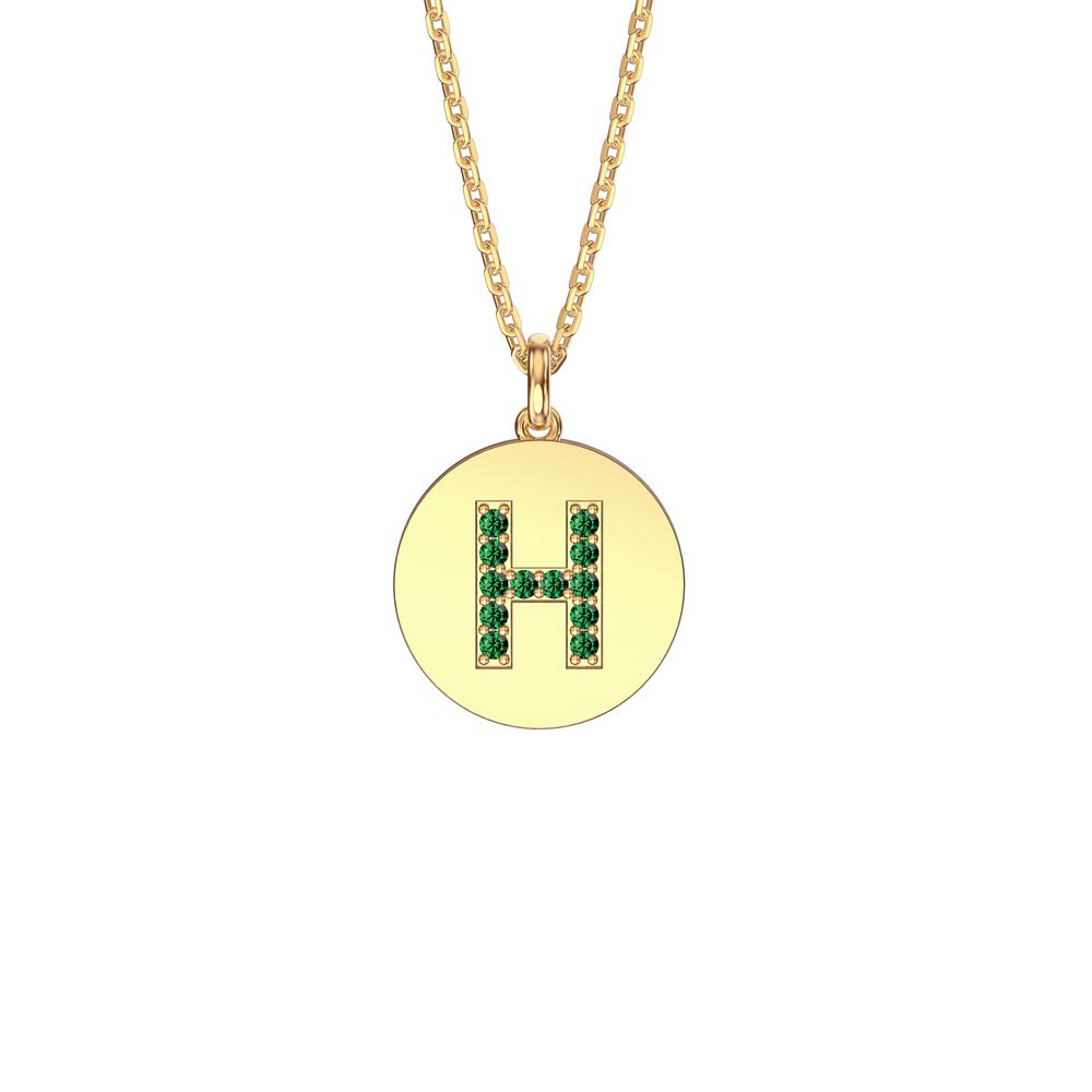 Charisma Emerald Pave 18ct Gold Vemeil Alphabet Pendant H