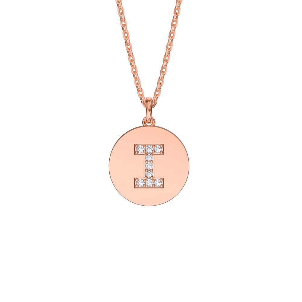 Charisma Moissanite Pave 18ct Rose Gold Vemeil Alphabet Pendant I
