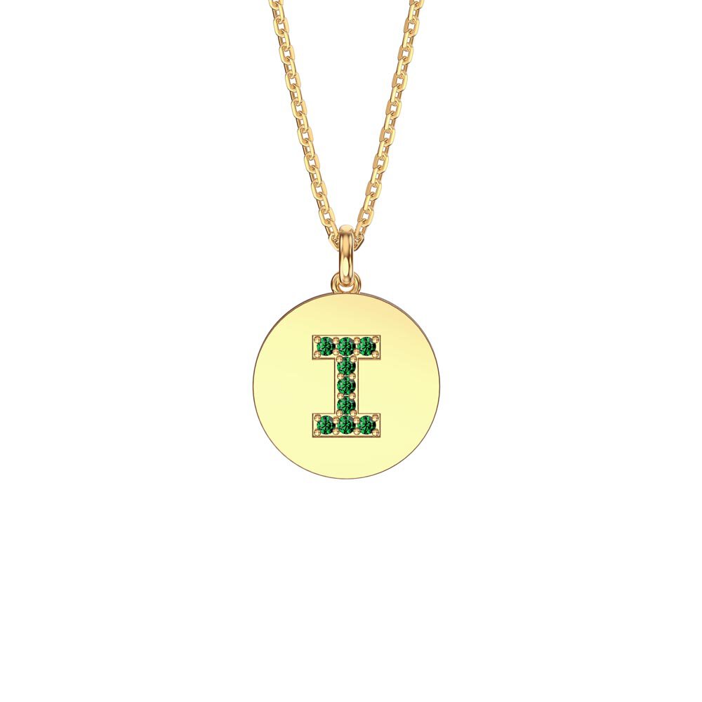 Charisma Emerald Pave 18ct Gold Vemeil Alphabet Pendant I
