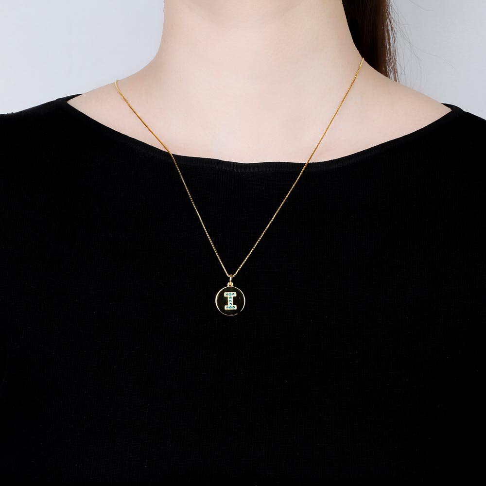 Charisma Emerald Pave 18ct Gold Vemeil Alphabet Pendant I #2