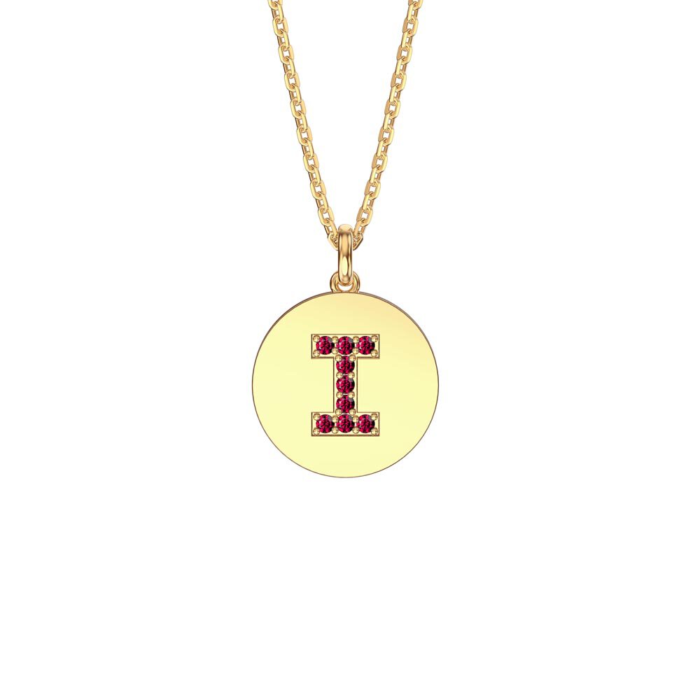 Charisma Ruby Pave 18ct Gold Vemeil Alphabet Pendant I