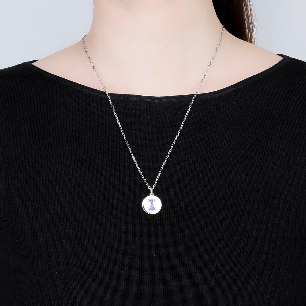 Charisma Sapphire Pave Platinum plated Silver Alphabet Pendant I #2
