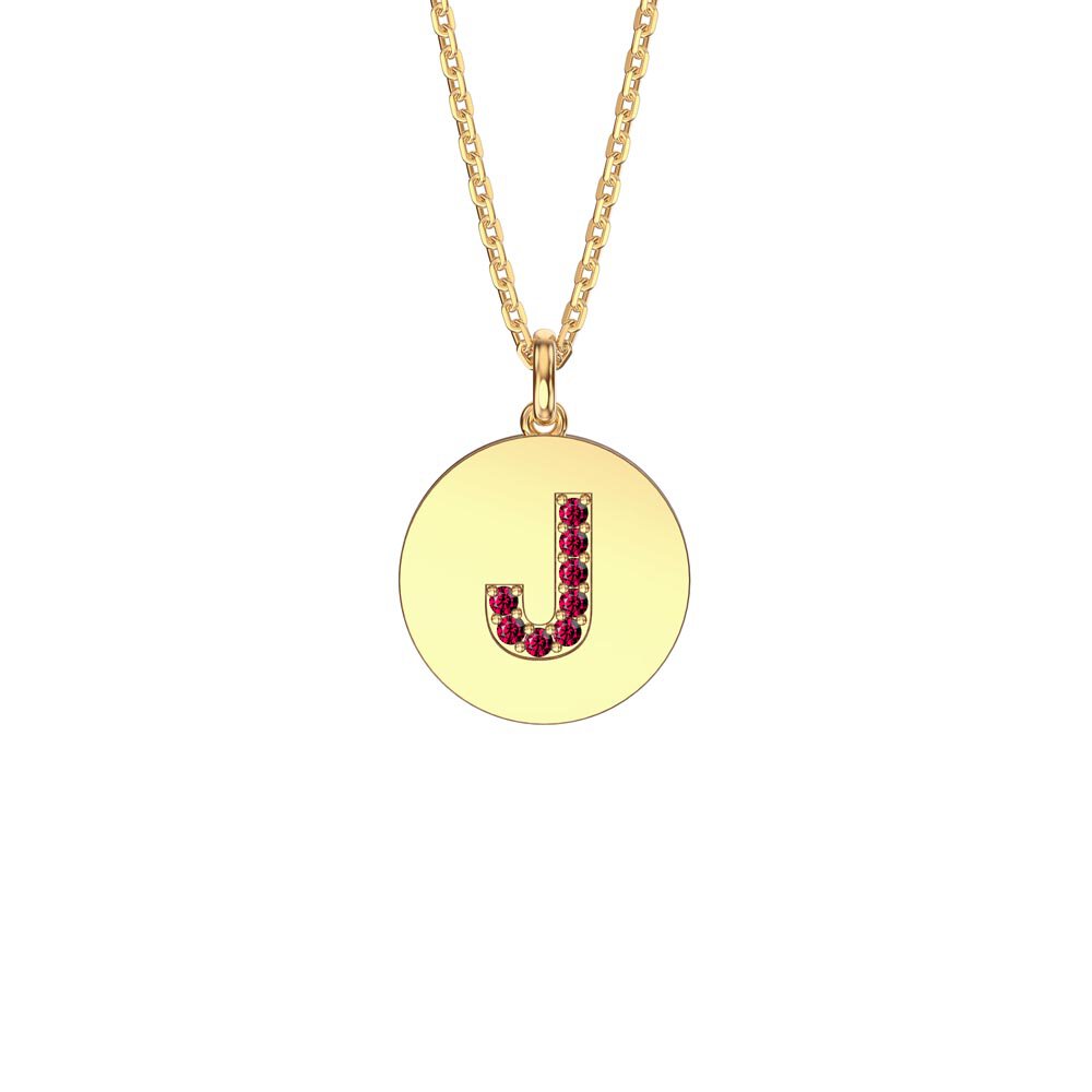 Charisma Ruby Pave 18ct Gold Vemeil Alphabet Pendant J