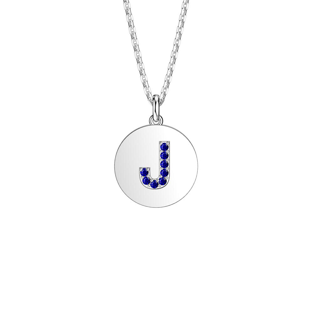 Charisma Sapphire Pave Platinum plated Silver Alphabet Pendant J