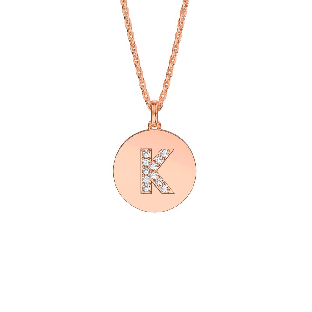 Charisma Moissanite Pave 18ct Rose Gold Vemeil Alphabet Pendant K